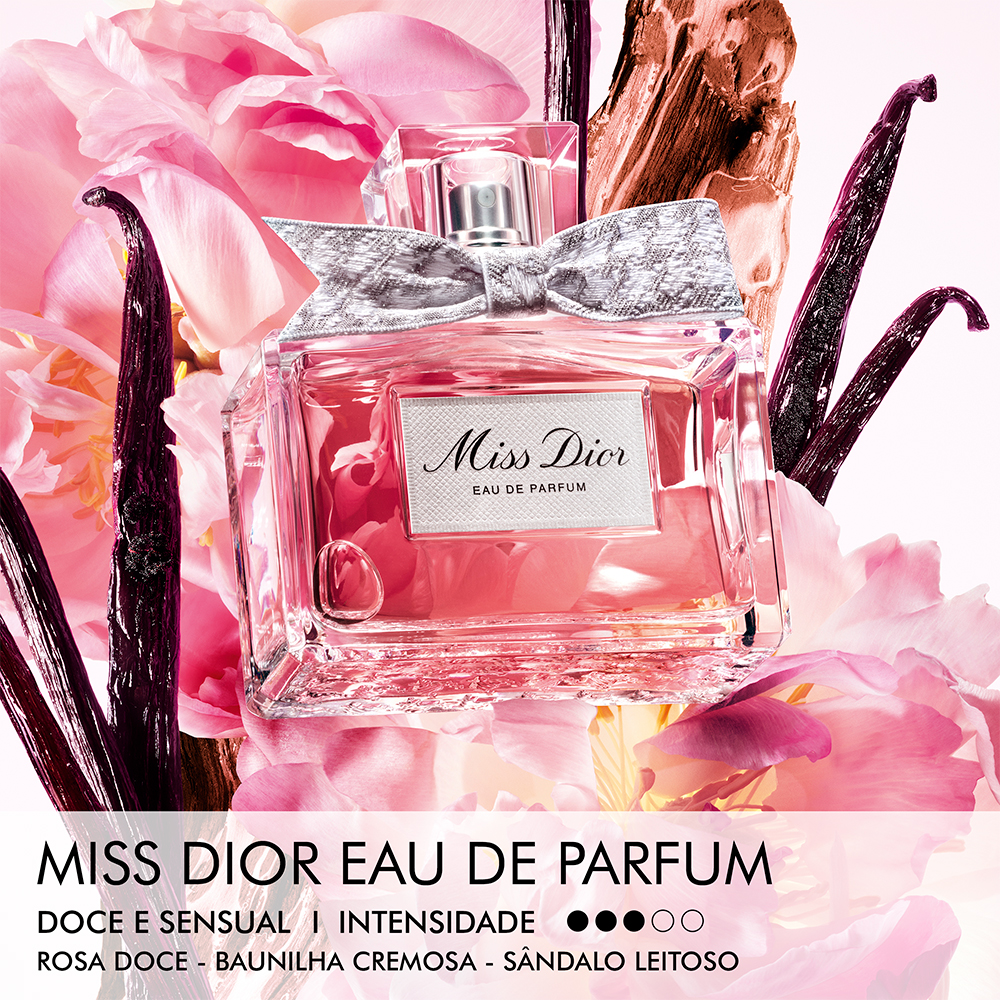 Miss Dior Eau de Parfum Notas florais, abaunilhadas e sensuais