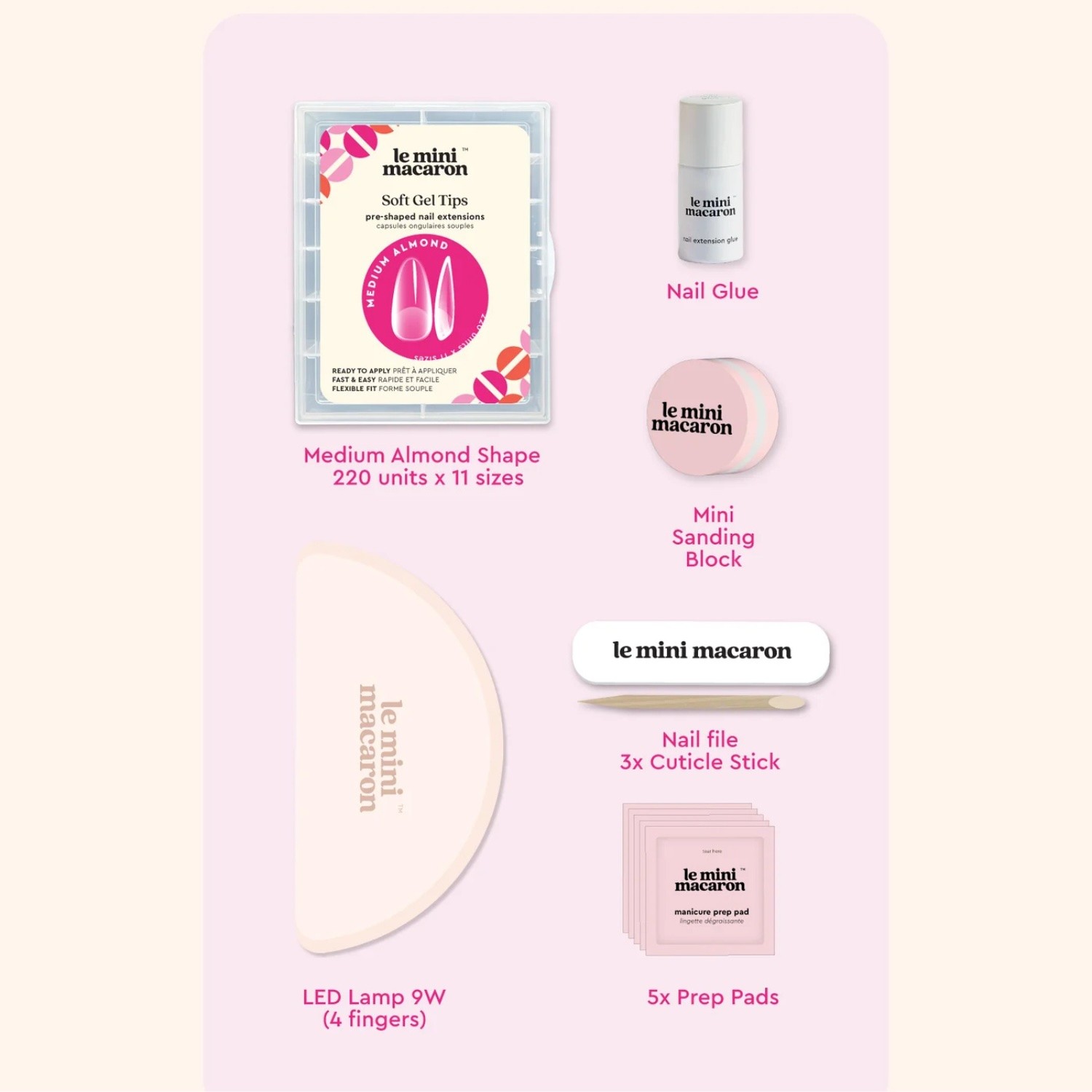Gel Tips Medium Almond Kit
