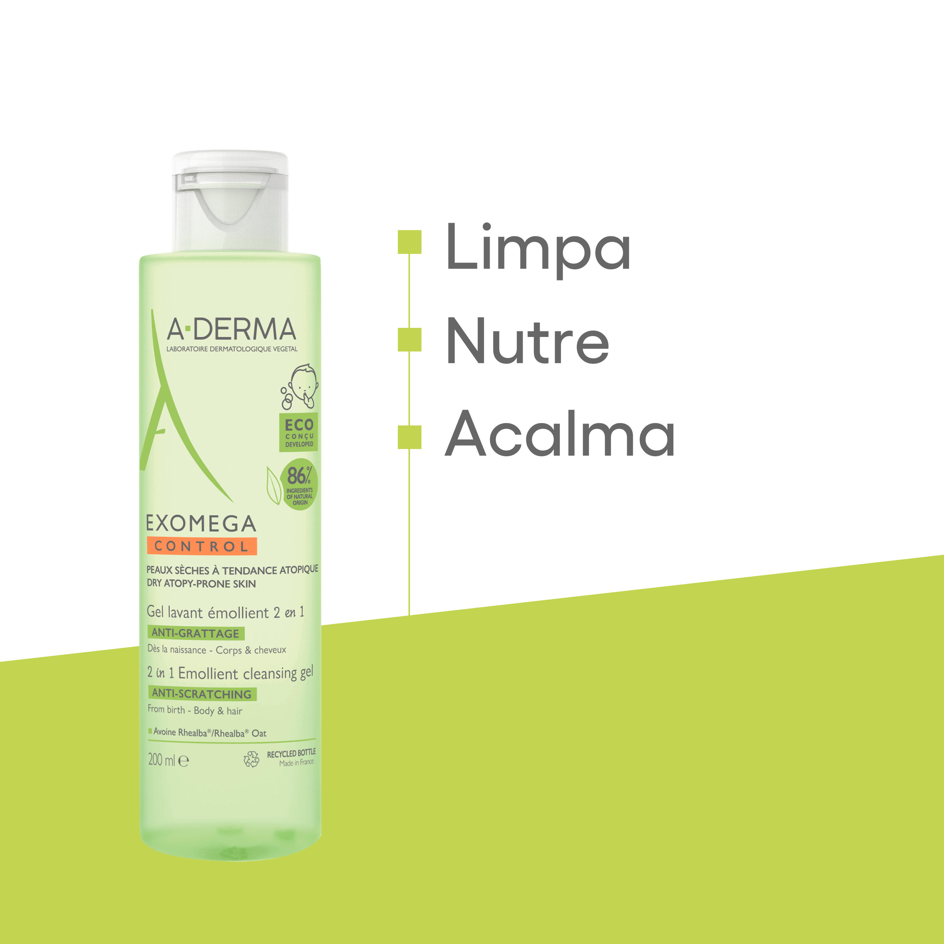 Exomega Control  Gel De Lavagem Emoliente 2 Em 1 Antiprurido