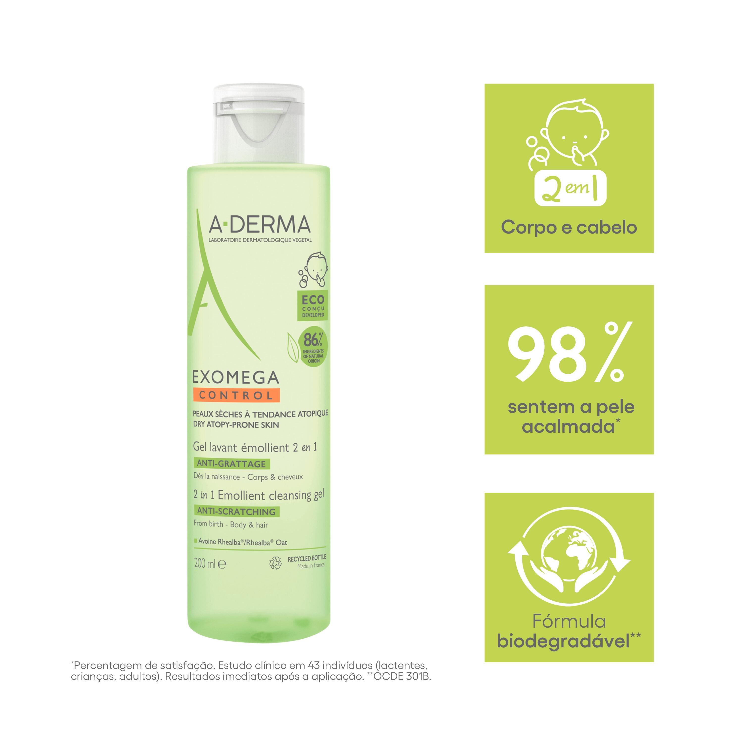 Exomega Control  Gel De Lavagem Emoliente 2 Em 1 Antiprurido