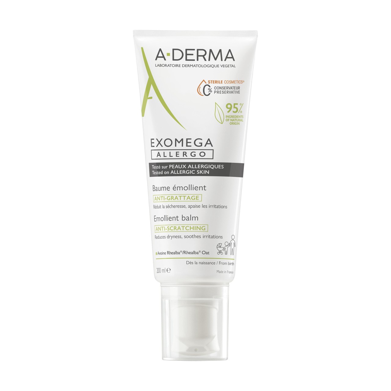 A-DERMA - Exomega Allergo - Bálsamo Emoliente Cosmética Estéril -  200 ml